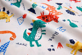 Washed 100 % Organic Cotton Poplin, Dino Print Fabric. GK - 047 - G.k Fashion Fabrics cotton poplin
