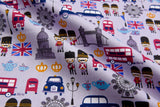 Washed 100 % Organic Cotton Organic Poplin, London Print Fabric. GK - 038 - G.k Fashion Fabrics cotton poplin