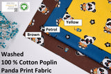 Washed 100 % Organic Cotton Poplin, Panda Print Fabric. GK-006 - G.k Fashion Fabrics cotton poplin