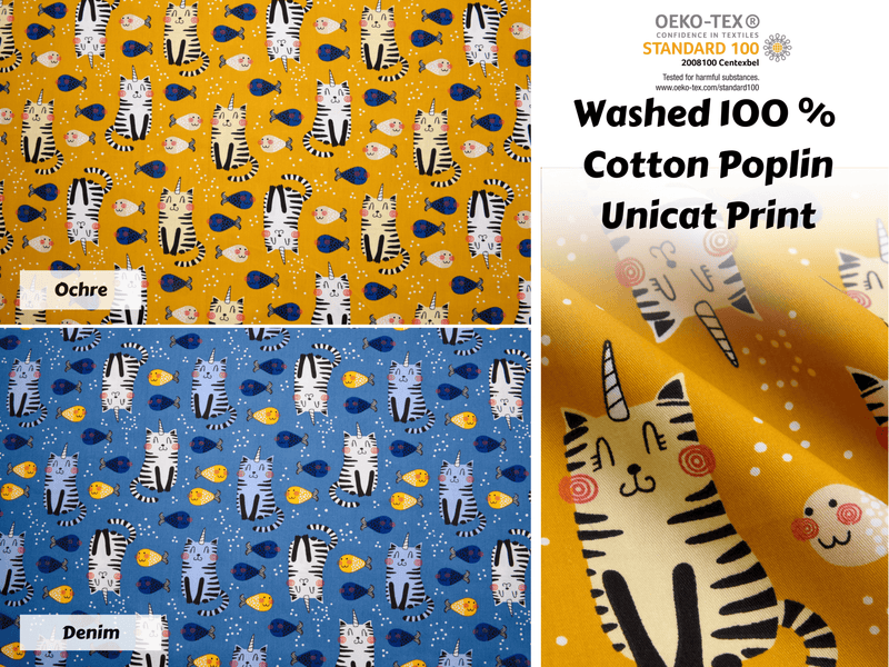 Washed 100 % Organic Cotton Poplin, Unicat Print Fabric. GK - 046 - G.k Fashion Fabrics