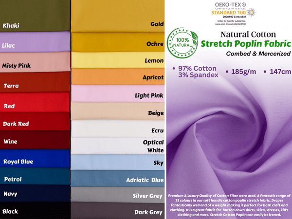 Washed Stretch Cotton Poplin solid fabric Superior vibrant colors - S6417 - G.k Fashion Fabrics Cotton Poplin