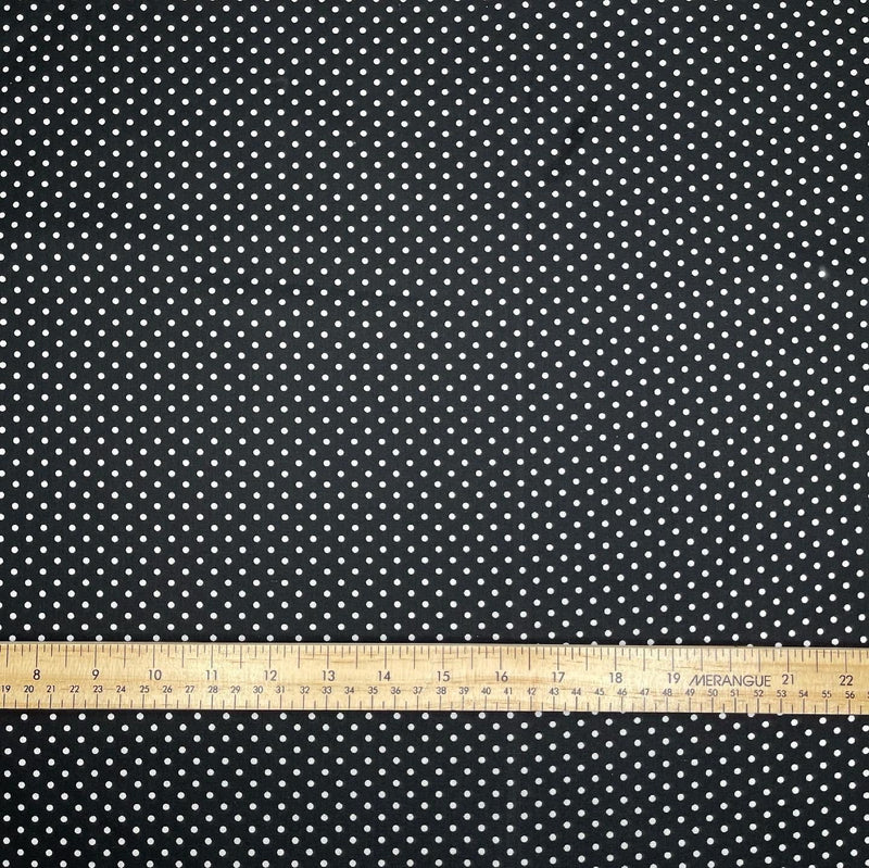 White Swiss Dot on Black - Washed 100% Cotton Poplin Reactive Print -3106 - G.k Fashion Fabrics fabric