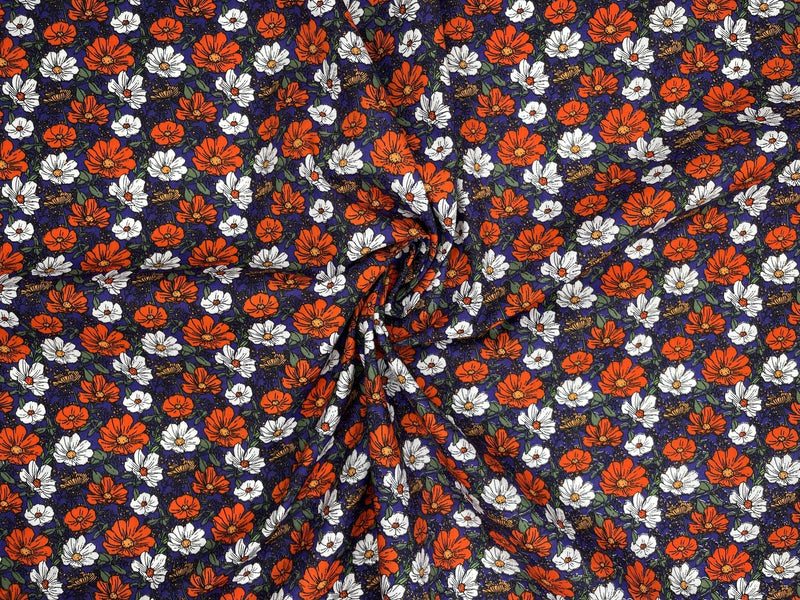 Wild floral - Washed 100% Cotton Poplin Reactive Print -8066 - G.k Fashion Fabrics cotton poplin
