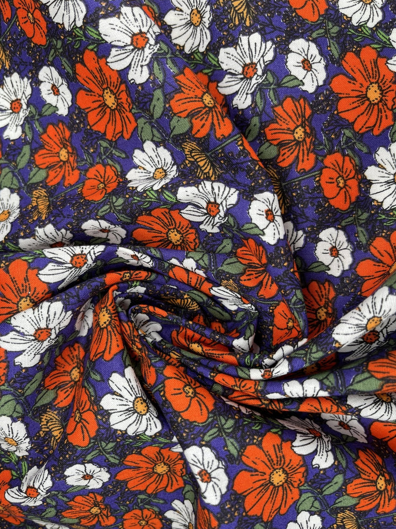 Wild floral - Washed 100% Cotton Poplin Reactive Print -8066 - G.k Fashion Fabrics cotton poplin