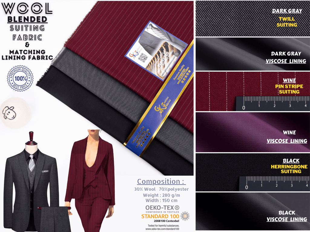 Wool Blend Mixed Variations Suiting Fabric - 6428