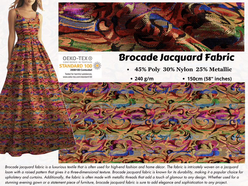 Fuchsia Metallic Brocade Floral Jacquard Fabric By The Yard Dress Bridal  Fashio