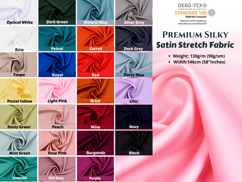 Premium Silky Satin Stretch Fabric